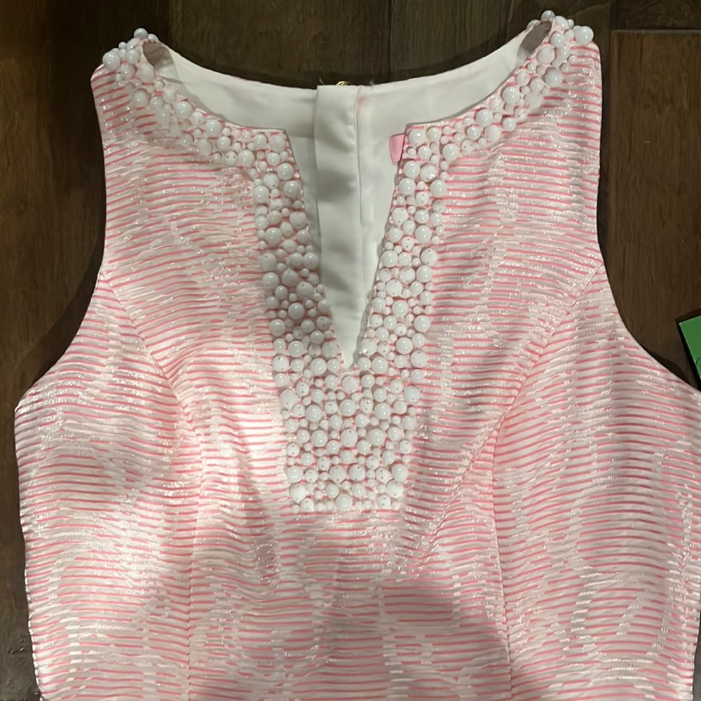 NWT Pink and White beaded Lily Pulitzer dress